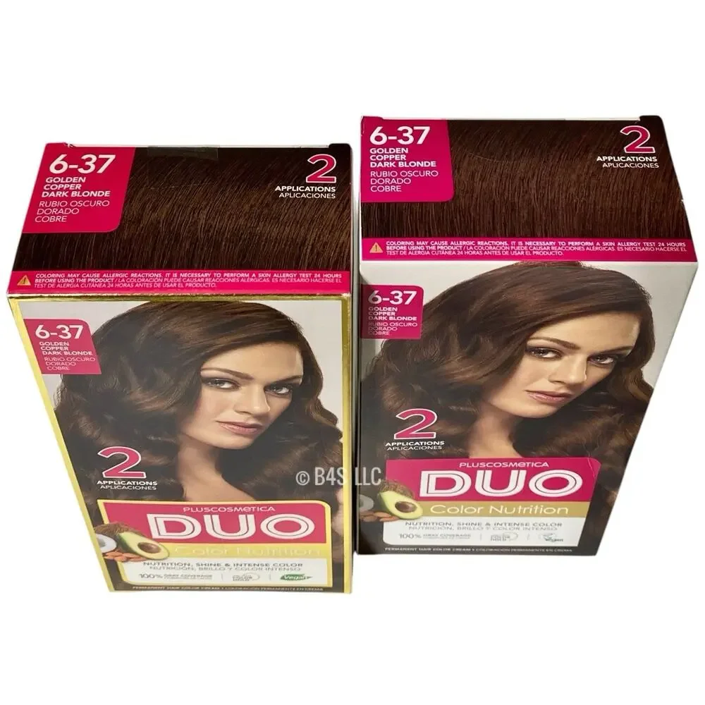 PlusCosmetica DUO Hair Dye 6-37 Dark Blonde Color, 2 Pack , Exp 12/25-12/27
